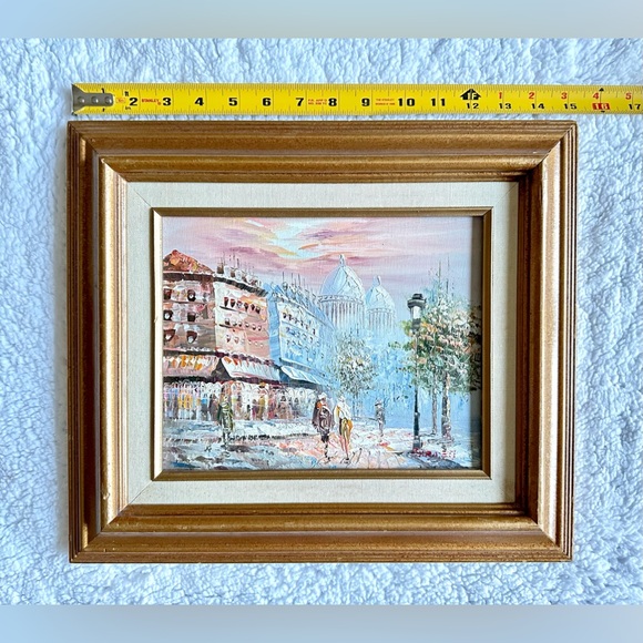 Original Vtg Parisian Street Oil Canvas Paint Fine Art Signed Caroline Burnett - Picture 6 of 7